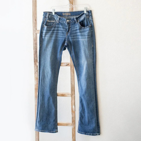 ROCK & ROLL COWGIRL JEANS RIVAL LOW RISE BOOTCUT SZ W31 L34 - Picture 2 of 9